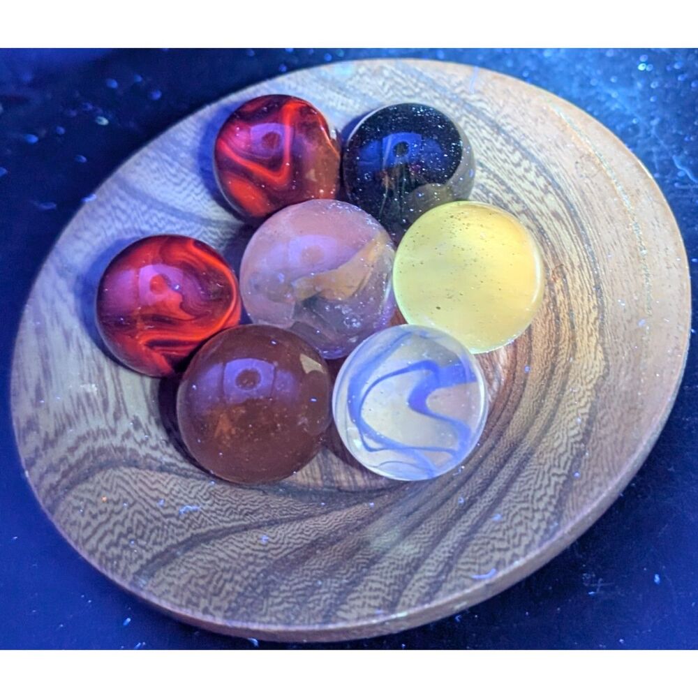 7 Mixed Shooter‑Size Glass Marbles • 0.85–1 Inch • Color Variety Bundle